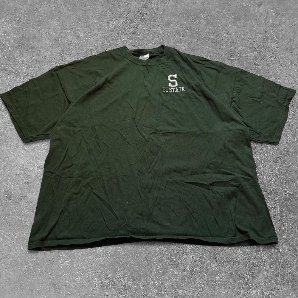 Gildan Michigan State University MSU T-Shirt Green Mens 3XL Go State Cotton Tee
